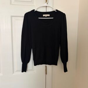 LOFT Black Ribbed Crewneck Sweater